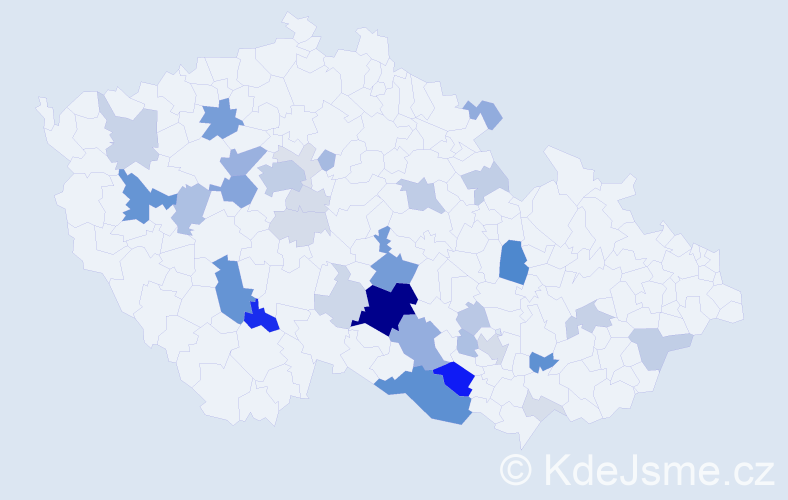 Příjmení: 'Křišťál', počet výskytů 128 v celé ČR