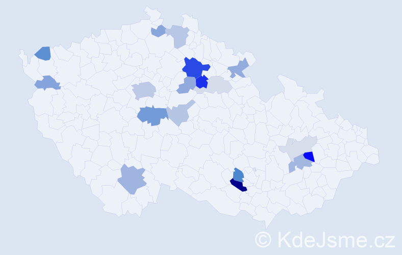 Příjmení: 'Knittl', počet výskytů 46 v celé ČR