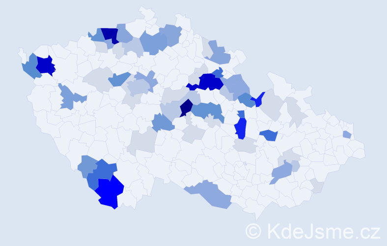 Příjmení: 'Rakaš', počet výskytů 267 v celé ČR