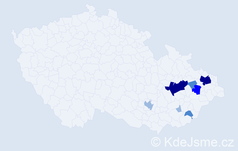 Příjmení: 'Klumplerová', počet výskytů 17 v celé ČR
