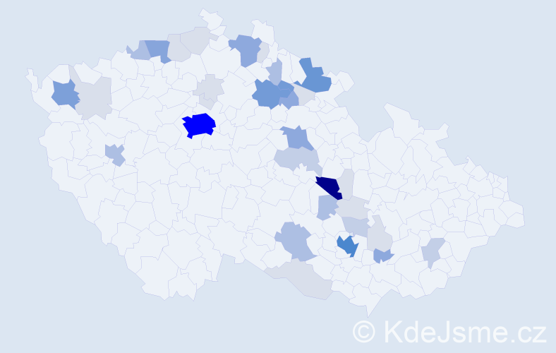 Příjmení: 'Drašar', počet výskytů 131 v celé ČR