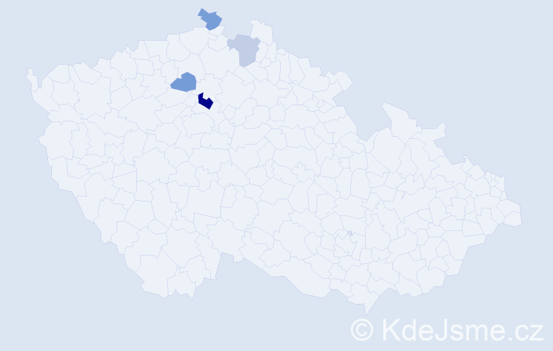 Příjmení: 'Zan', počet výskytů 6 v celé ČR