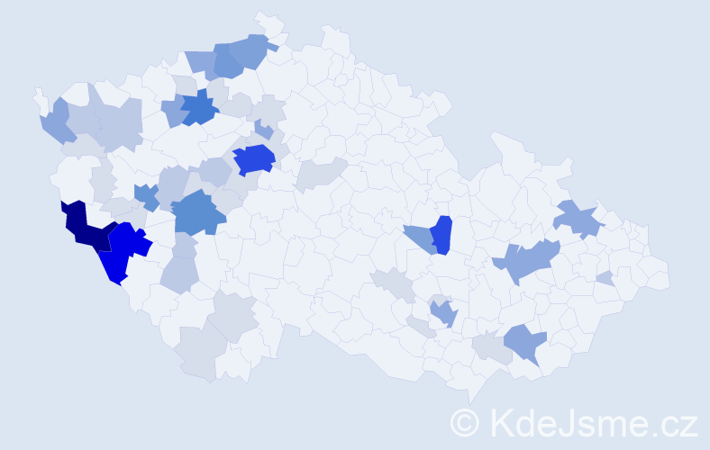 Příjmení: 'Kreslová', počet výskytů 160 v celé ČR