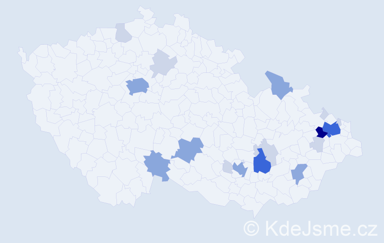 Příjmení: 'Gurková', počet výskytů 54 v celé ČR