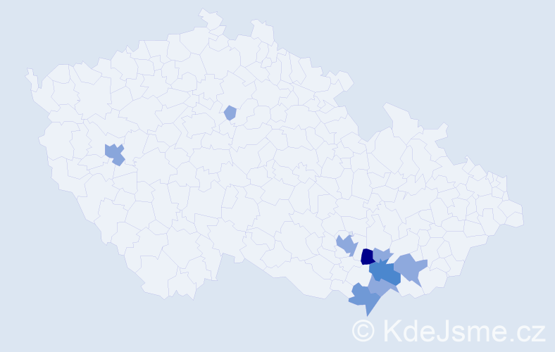 Příjmení: 'Čamlíková', počet výskytů 23 v celé ČR
