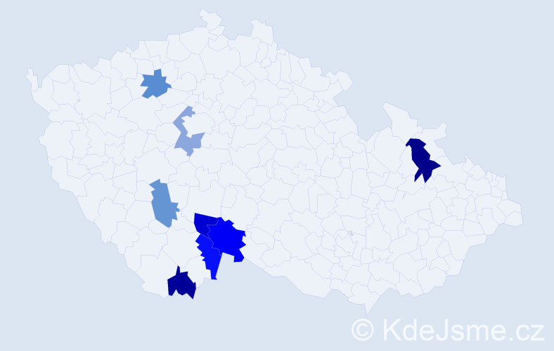 Příjmení: 'Kutlaková', počet výskytů 10 v celé ČR