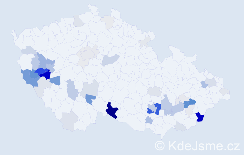 Příjmení: 'Pecl', počet výskytů 163 v celé ČR
