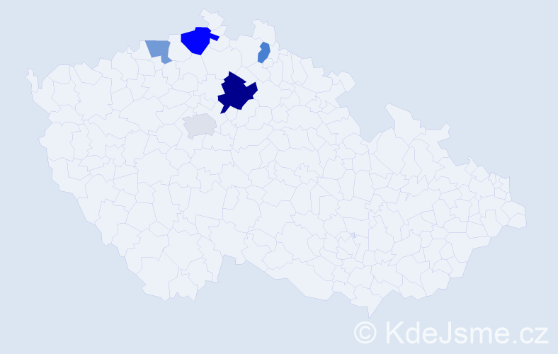 Příjmení: 'Treglová', počet výskytů 8 v celé ČR