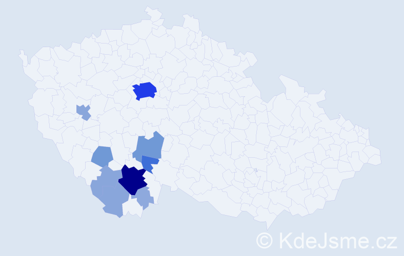 Příjmení: 'Plecerová', počet výskytů 33 v celé ČR