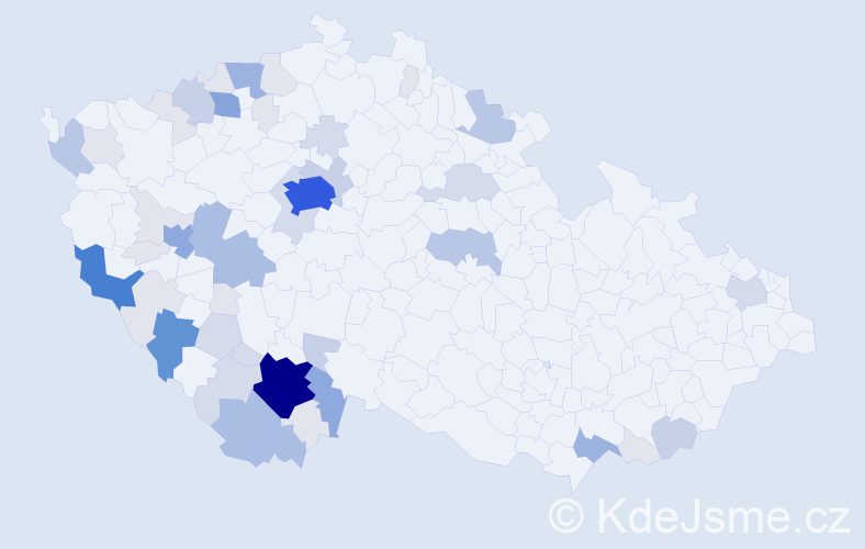 Příjmení: 'Kubal', počet výskytů 192 v celé ČR