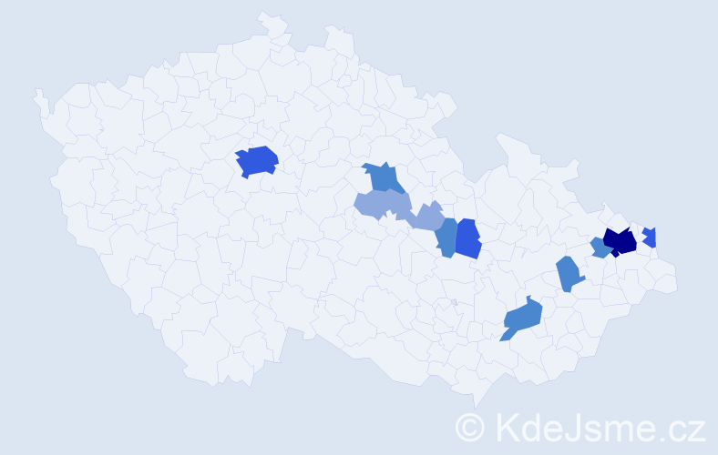 Příjmení: 'Prusáková', počet výskytů 26 v celé ČR