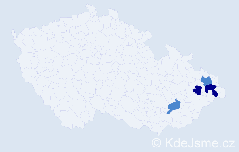 Příjmení: 'Mutkovičová', počet výskytů 8 v celé ČR