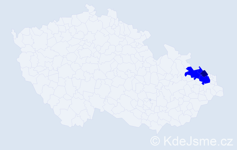 Příjmení: 'Vybrancová', počet výskytů 5 v celé ČR