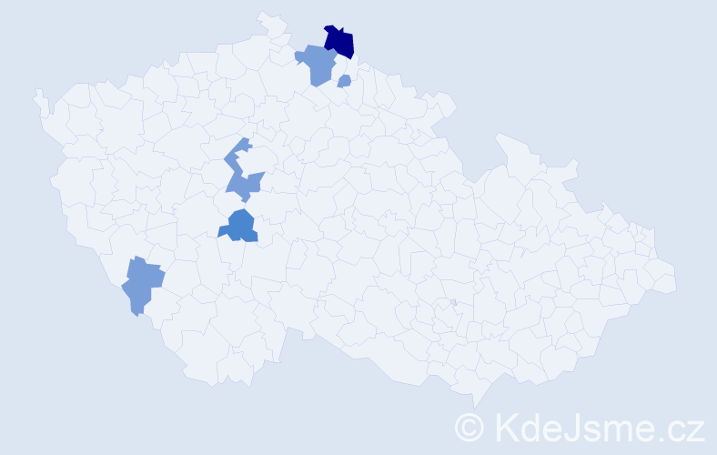 Příjmení: 'Potočová', počet výskytů 18 v celé ČR