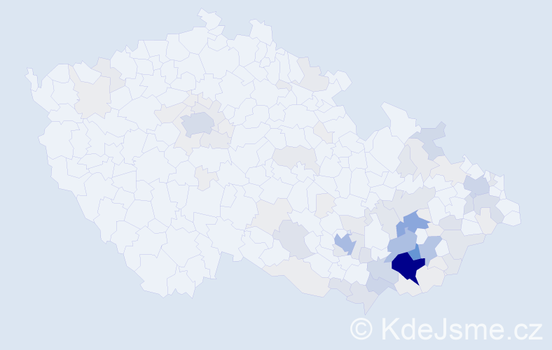 Příjmení: 'Čevela', počet výskytů 338 v celé ČR