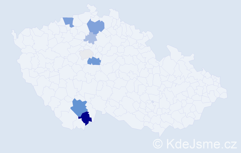 Příjmení: 'Machutka', počet výskytů 23 v celé ČR