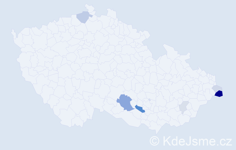 Příjmení: 'Kvaiserová', počet výskytů 17 v celé ČR