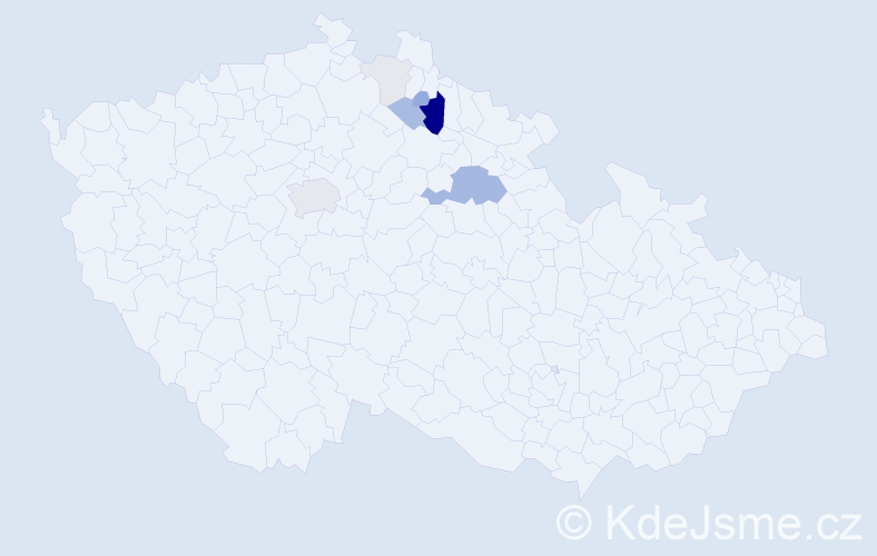 Příjmení: 'Bělonohá', počet výskytů 28 v celé ČR