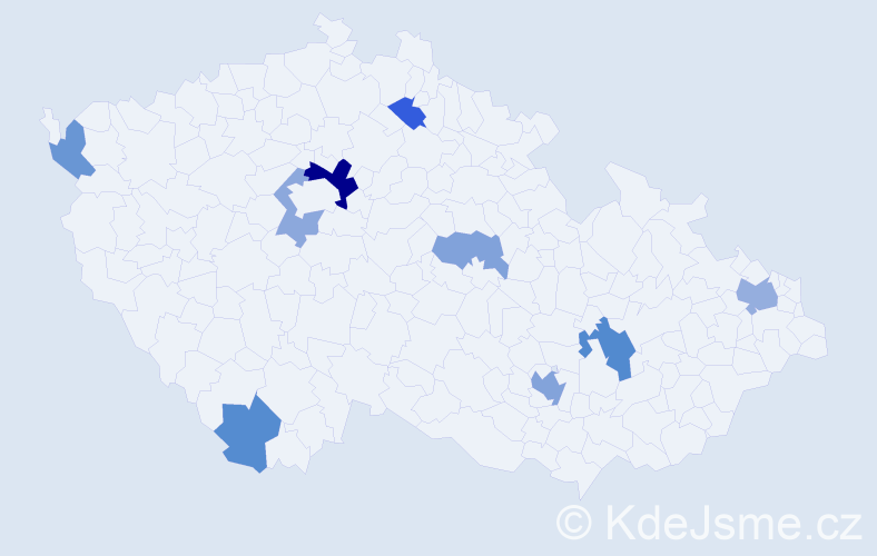 Příjmení: 'Dubeň', počet výskytů 16 v celé ČR