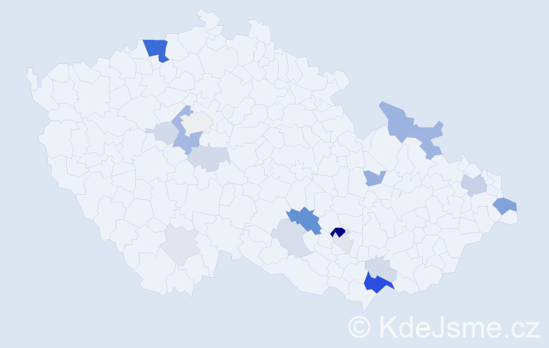 Příjmení: 'Koštoval', počet výskytů 61 v celé ČR