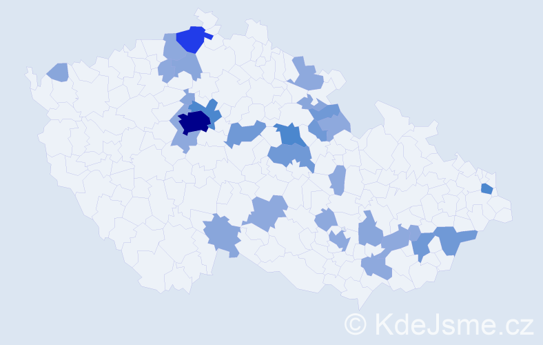 Příjmení: 'Monček', počet výskytů 71 v celé ČR