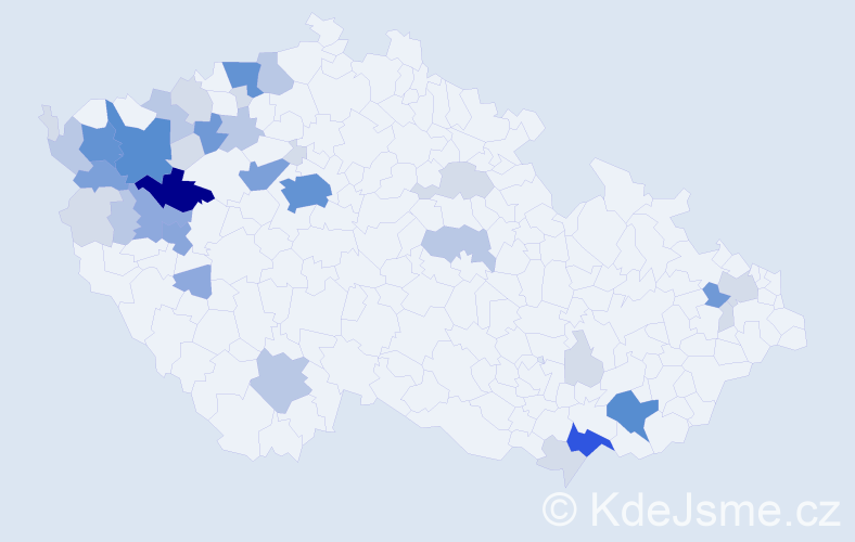 Příjmení: 'Knedlík', počet výskytů 123 v celé ČR