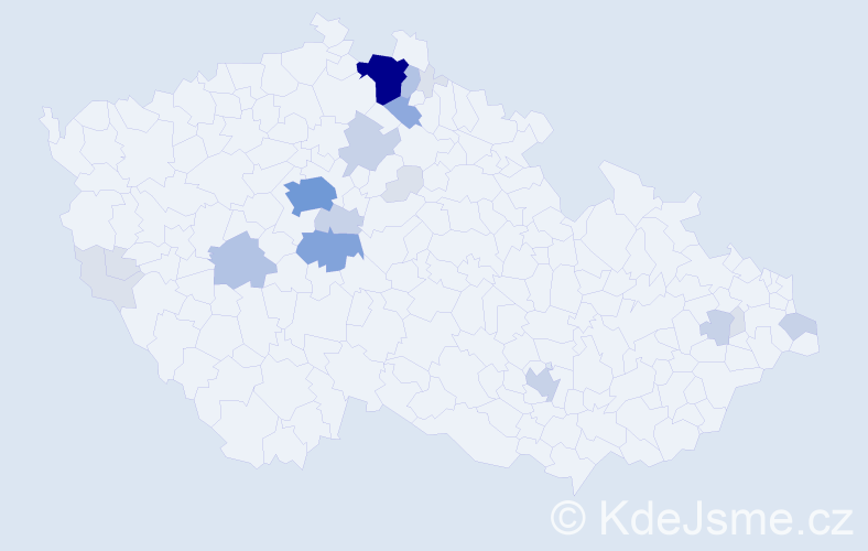Příjmení: 'Vaner', počet výskytů 63 v celé ČR