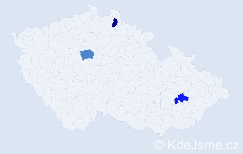 Příjmení: 'Fastrová', počet výskytů 8 v celé ČR