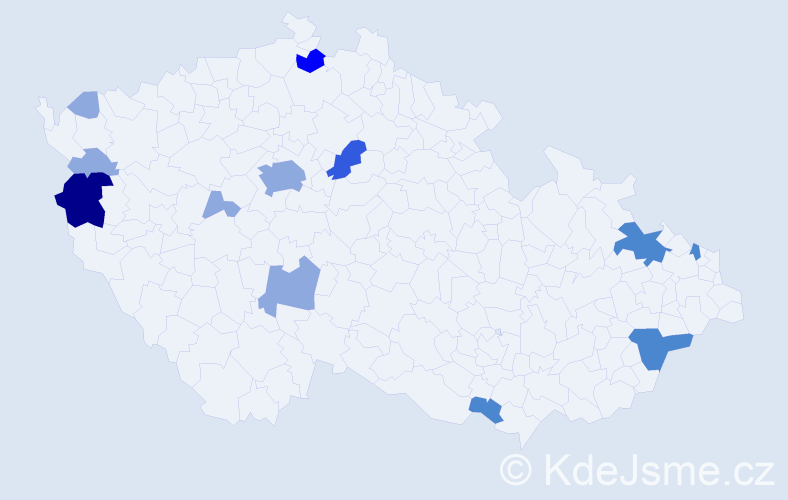 Příjmení: 'Országová', počet výskytů 25 v celé ČR