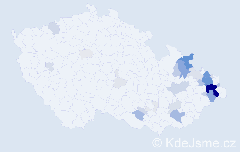 Příjmení: 'Klegová', počet výskytů 164 v celé ČR