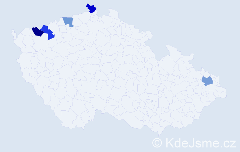 Příjmení: 'Rajner', počet výskytů 6 v celé ČR