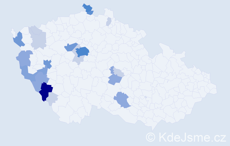 Příjmení: 'Čácha', počet výskytů 61 v celé ČR