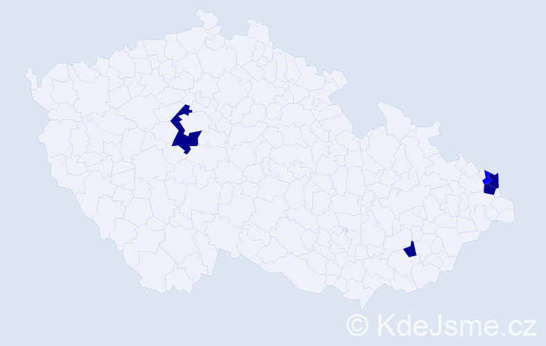 Příjmení: 'Bartulíková', počet výskytů 9 v celé ČR