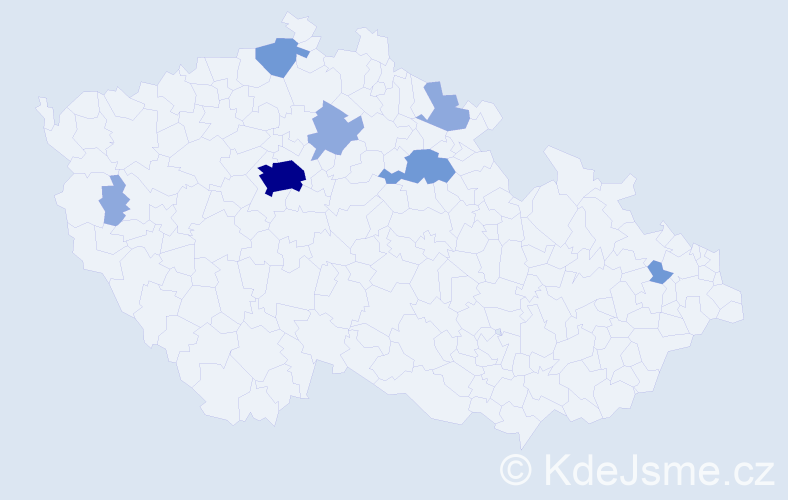 Příjmení: 'Hejzák', počet výskytů 15 v celé ČR