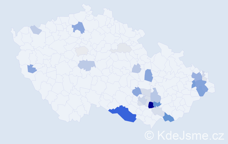 Příjmení: 'Durák', počet výskytů 85 v celé ČR