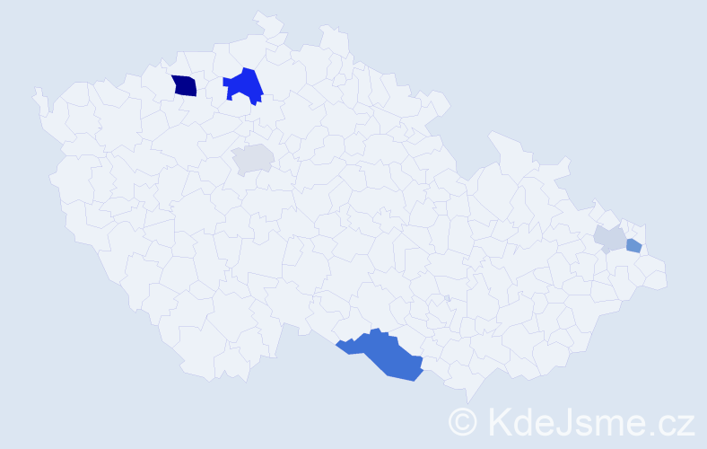 Příjmení: 'Tirdil', počet výskytů 16 v celé ČR