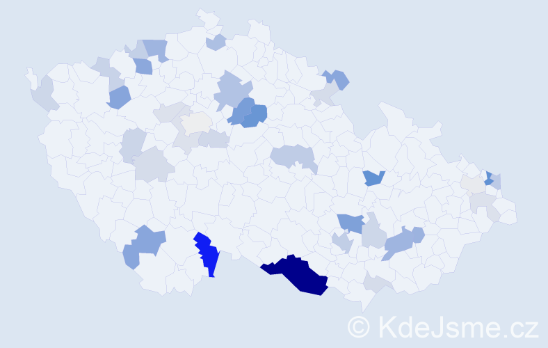 Příjmení: 'Biháry', počet výskytů 87 v celé ČR