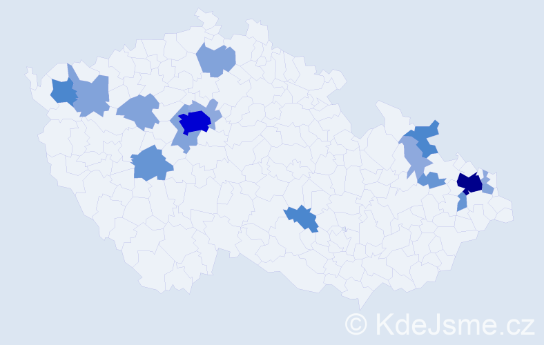 Příjmení: 'Bryndač', počet výskytů 49 v celé ČR