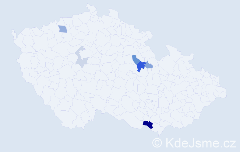 Příjmení: 'Bliznák', počet výskytů 11 v celé ČR