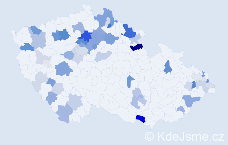 Příjmení: 'Hrušovský', počet výskytů 170 v celé ČR