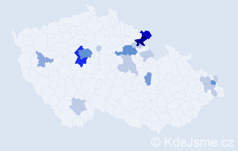 Příjmení: 'Vančák', počet výskytů 53 v celé ČR