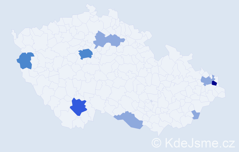 Příjmení: 'Drbúlová', počet výskytů 18 v celé ČR