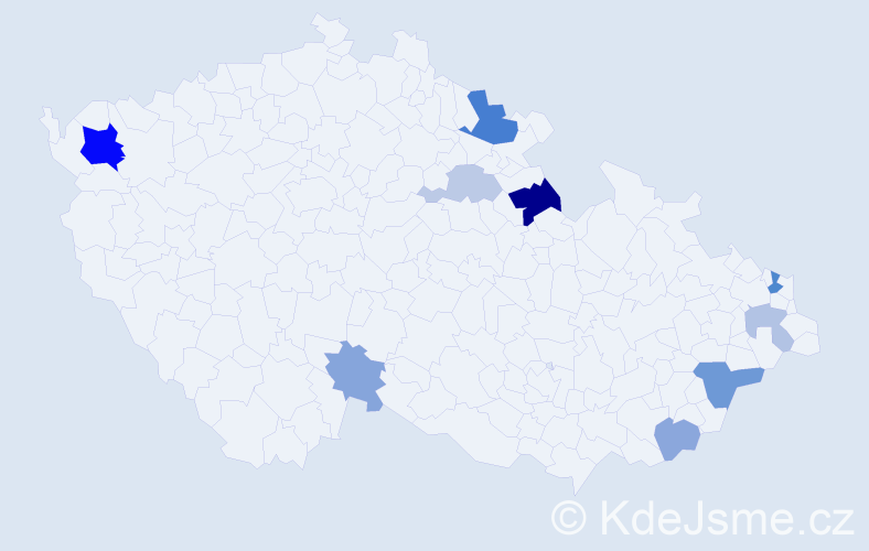 Příjmení: 'Pochybová', počet výskytů 19 v celé ČR
