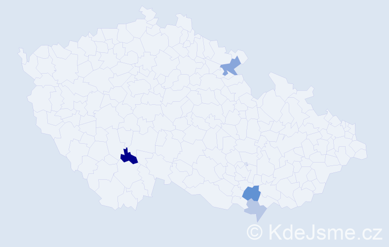 Příjmení: 'Cögerová', počet výskytů 7 v celé ČR