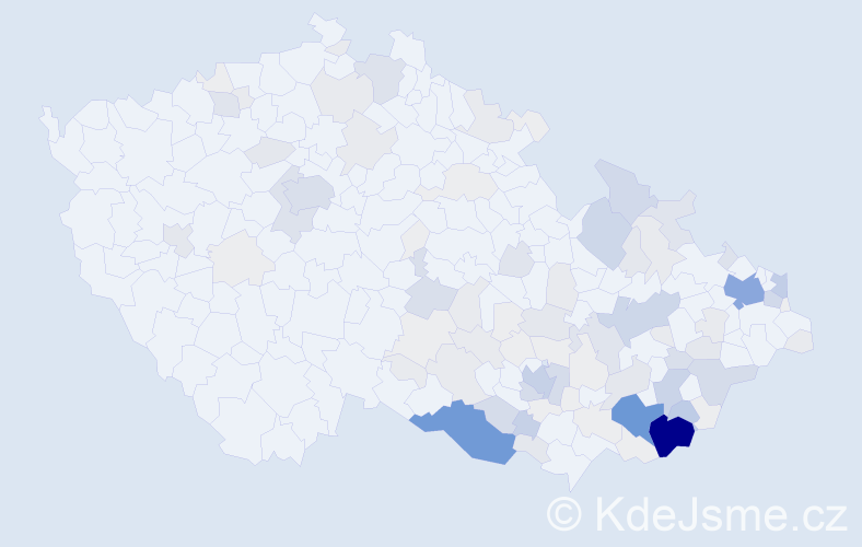 Příjmení: 'Kročil', počet výskytů 470 v celé ČR