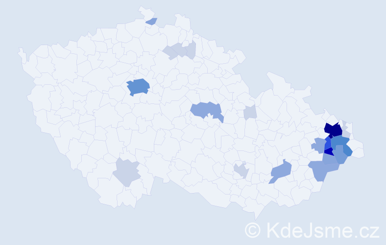 Příjmení: 'Bjačková', počet výskytů 70 v celé ČR
