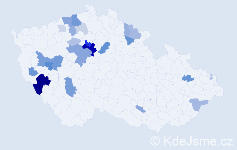 Příjmení: 'Hořánek', počet výskytů 114 v celé ČR