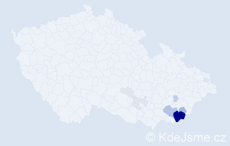 Příjmení: 'Kandrnál', počet výskytů 50 v celé ČR