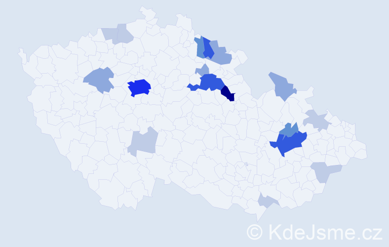 Příjmení: 'Prošvic', počet výskytů 57 v celé ČR