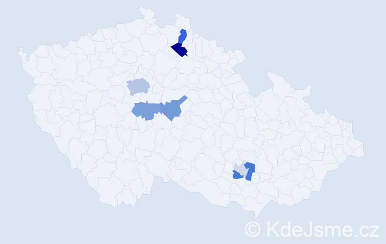 Příjmení: 'Helcelet', počet výskytů 14 v celé ČR